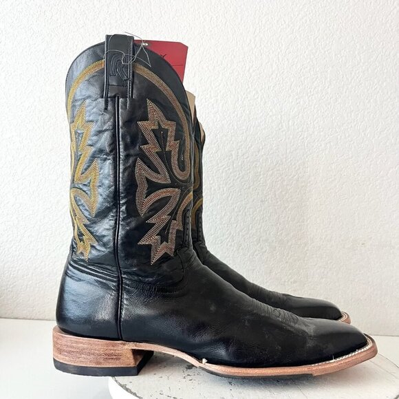 Rod Patrick Mens Cowboy Boots Size 15.5A Black Calf Leather Square Toe Western - Picture 2 of 12